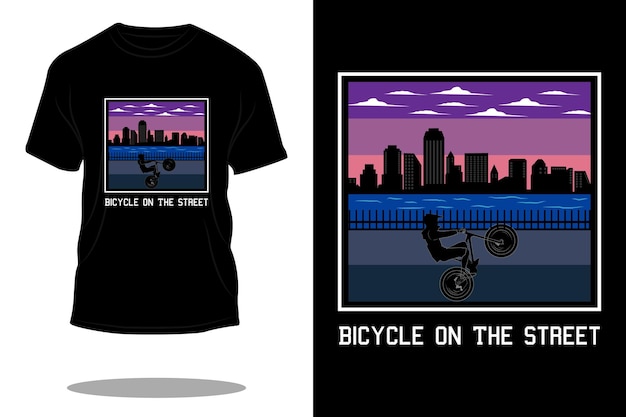 Bicycle on the street retro t shirt design