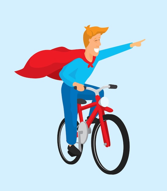 Bicycle super hero riding his bike