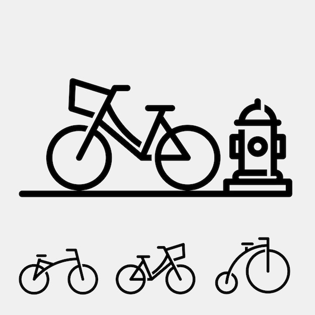 bicycle transportation outline icon collection