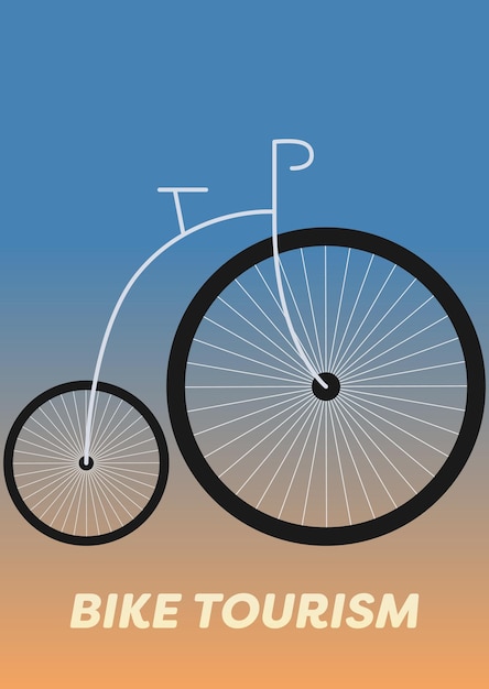 Bicycle travel promotional poster Vector illustration of a bicycle for walking Sketch for creativity