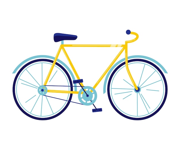 フラットスタイルの自転車ベクトルイラスト。白い背景で隔離の黄色い自転車