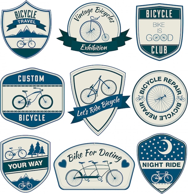 Bicycle vintage badges set