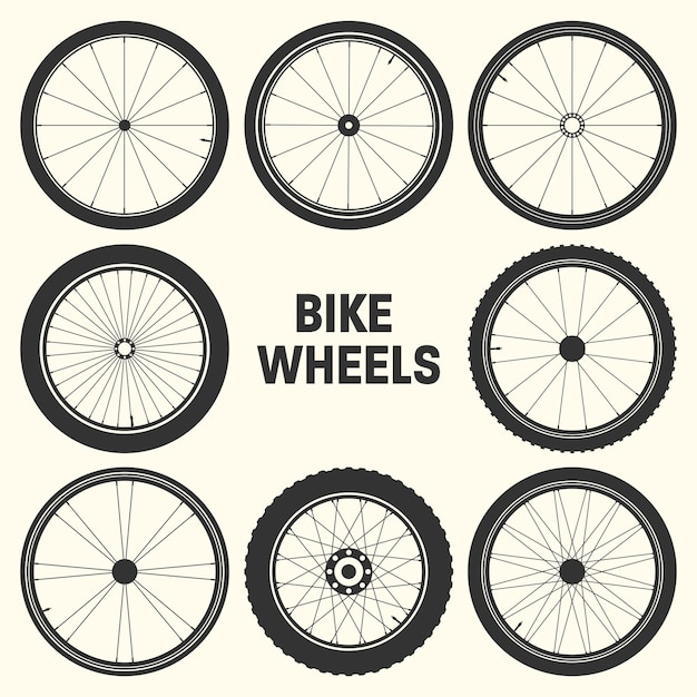 Illustrazione vettoriale del simbolo della ruota della bicicletta gomma pneumatica da montagna valvola del ciclo di fitness mtb