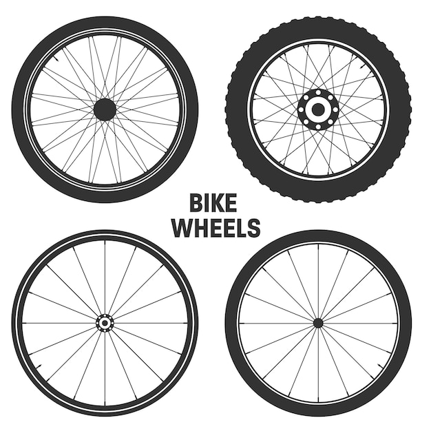 Bicycle wheel symbol vector illustration Bike rubber mountain tyre valve Fitness cyclemtbmountainbike