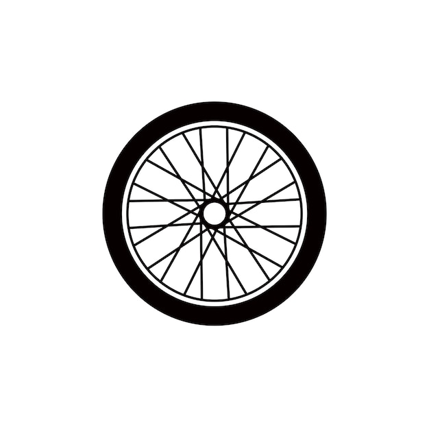 Bicycle wheel with spoke motorcycle silhouette logo design