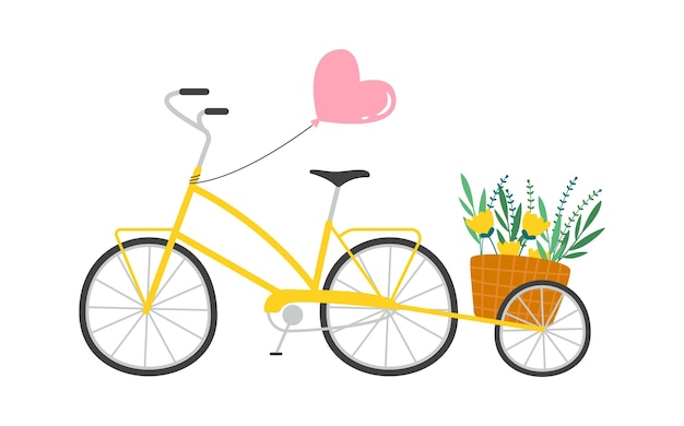 Bicycle with balloon and flower