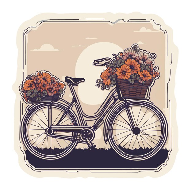 Vector bicycle with flowers