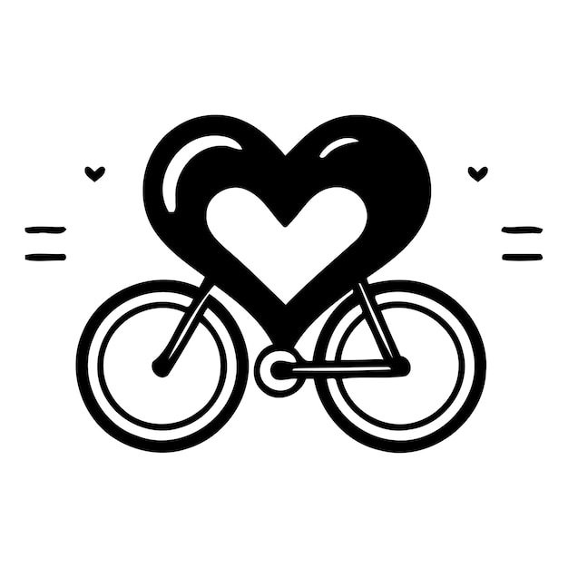 Vettore bicicletta con icona di cuore concept d'amore design piatto illustrazione vettoriale