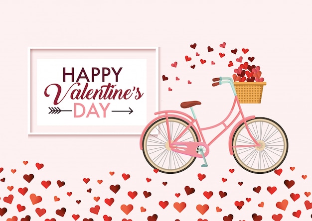 Bicycle with hearts decoration to valentine day