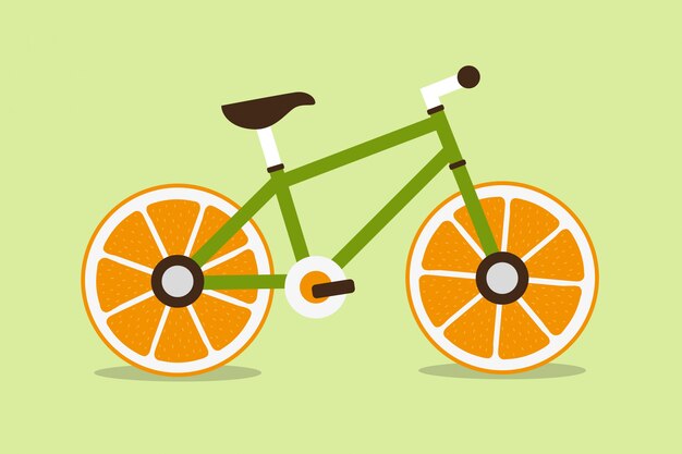 Bicicletta con ruota arancione