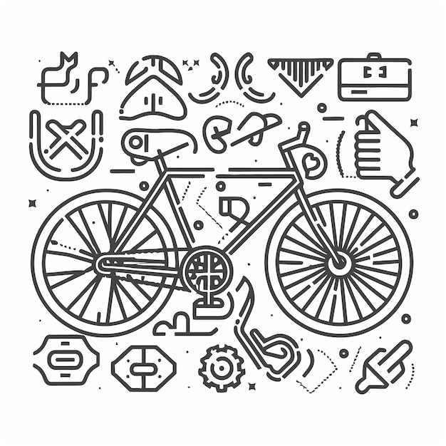 Vector bicycling elements illustration