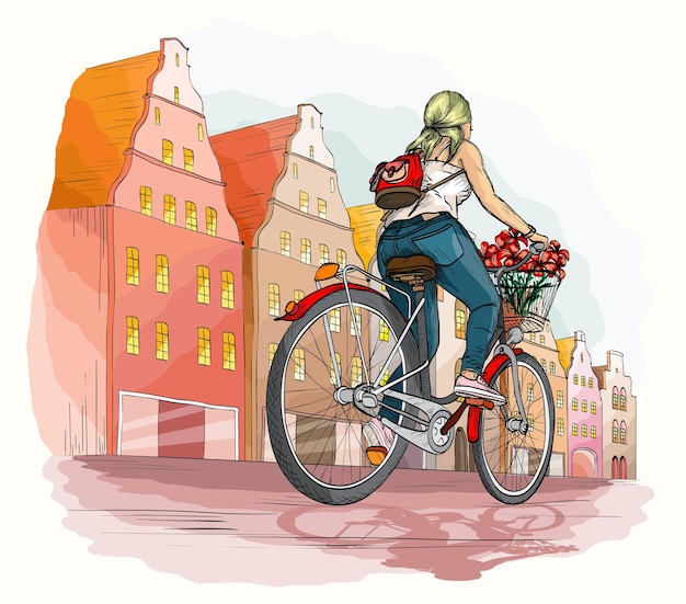 Ragazza ciclista in città