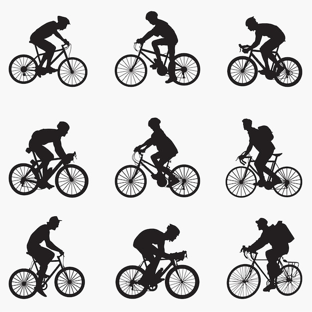 Bicyclist man silhouettes