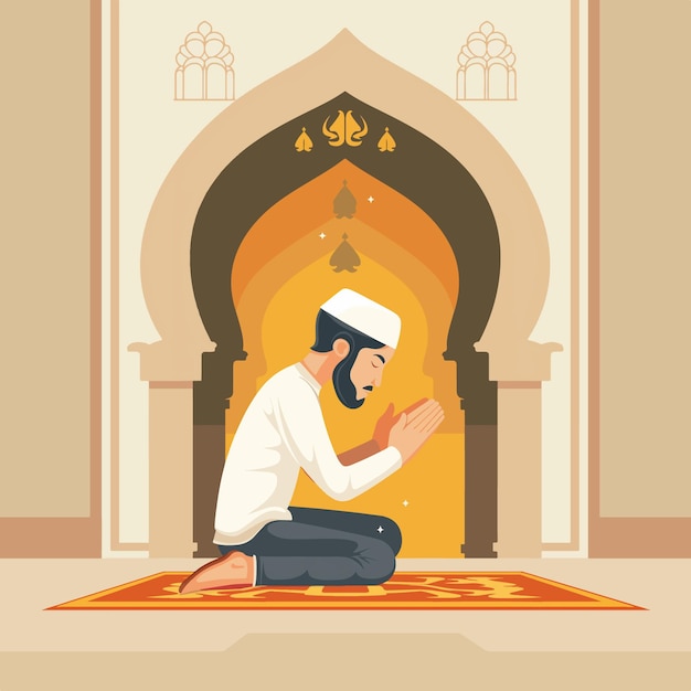 Vector bid in de moskee islamitische moslim