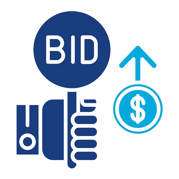 Vettore illustrazione di bid increment duotone