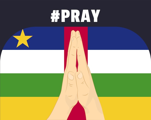 Bid voor Centraal-Afrikaanse R-hulp of steunconcept Centraal-Afrikaanse R-vlag met gebedshanden