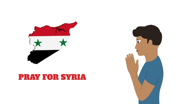 Bid voor Syrië een man die vectorillustratie bidt