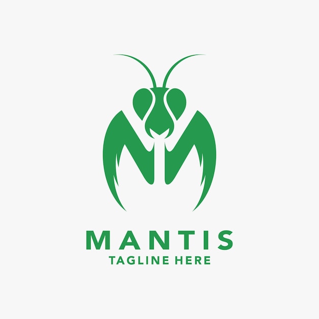 Bidsprinkhaan insect logo ontwerp