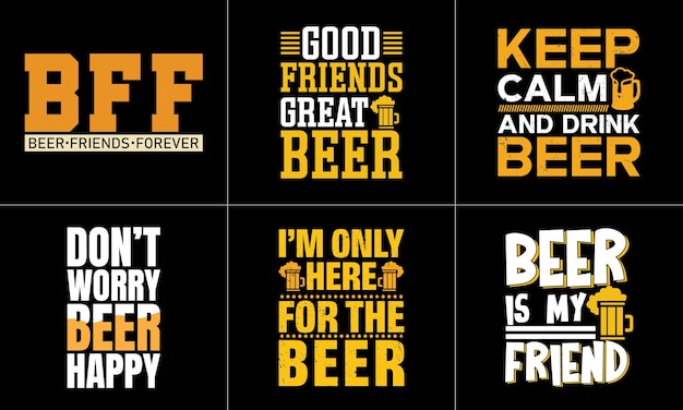 Bier dag citaat tshirt ontwerpset