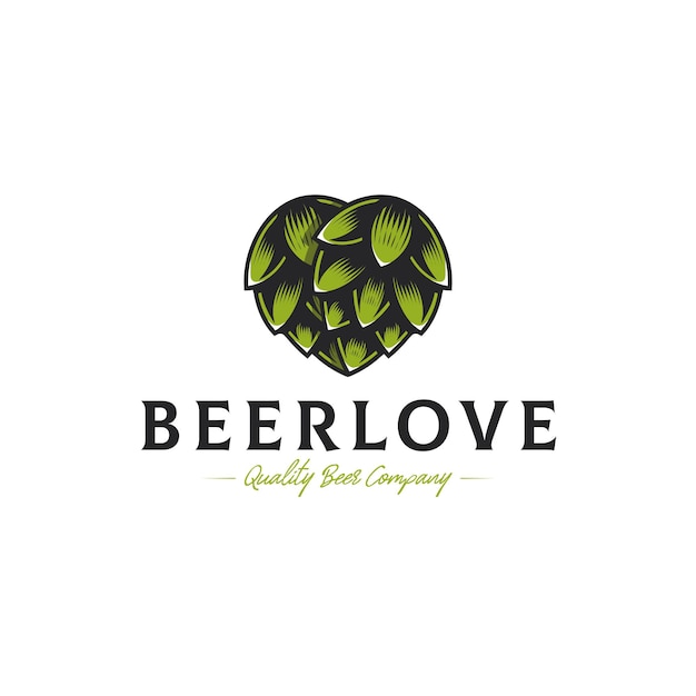 Bier hop liefde Logo sjabloon