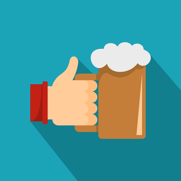 Bier in handpictogram Vlakke afbeelding van bier in hand vectorpictogram voor web