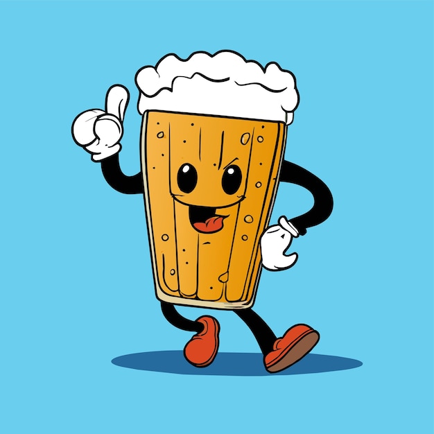 Bierbeker met de hand getekend platte stijlvolle cartoon sticker icoon concept geïsoleerde illustratie