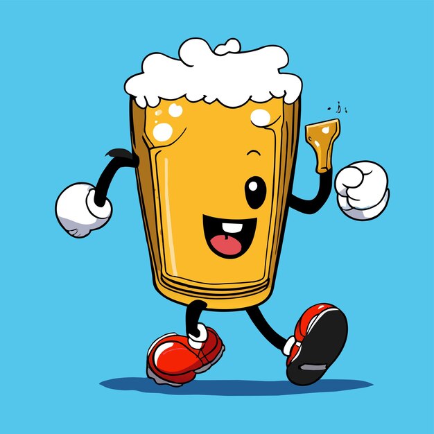 Vector bierbeker met de hand getekend platte stijlvolle cartoon sticker icoon concept geïsoleerde illustratie