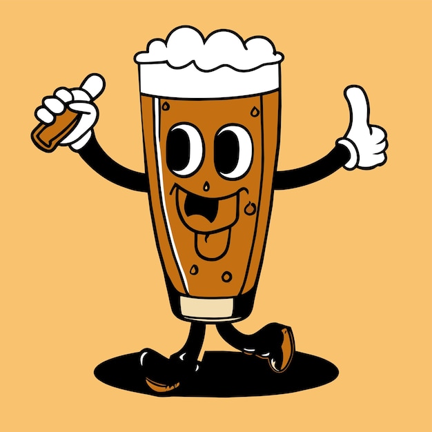 Bierbeker met de hand getekend platte stijlvolle cartoon sticker icoon concept geïsoleerde illustratie