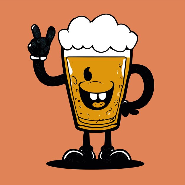 Vector bierbeker met de hand getekend platte stijlvolle cartoon sticker icoon concept geïsoleerde illustratie