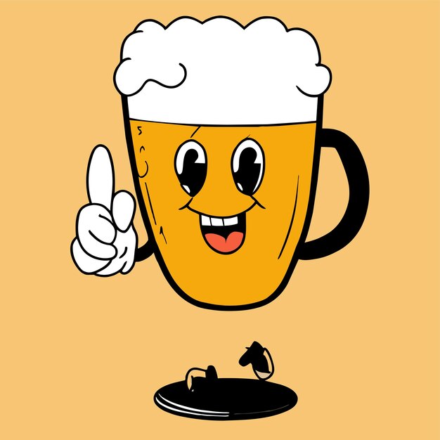 Vector bierbeker met de hand getekend platte stijlvolle cartoon sticker icoon concept geïsoleerde illustratie