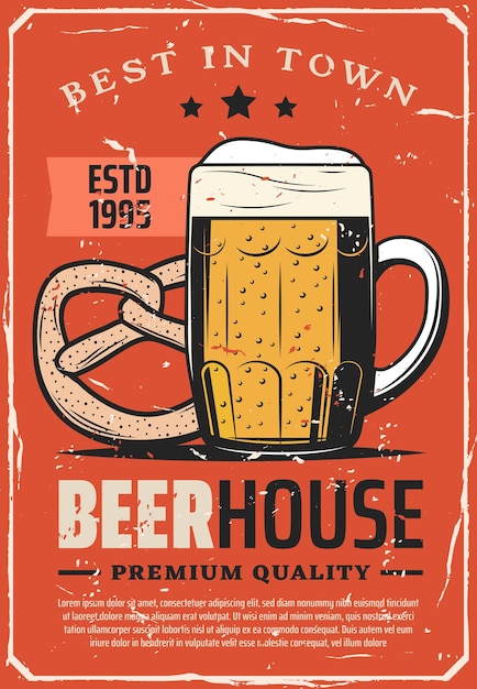 Bierbrouwerij huis beste stad pub bar retro poster