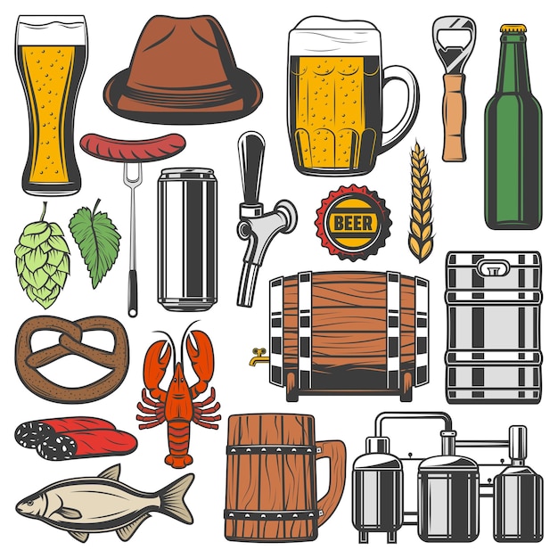 Bierfles alcohol drinken glas en mok pictogrammen