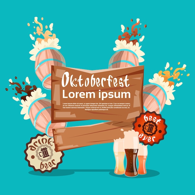 Bierglas vat oktoberfest festival banner