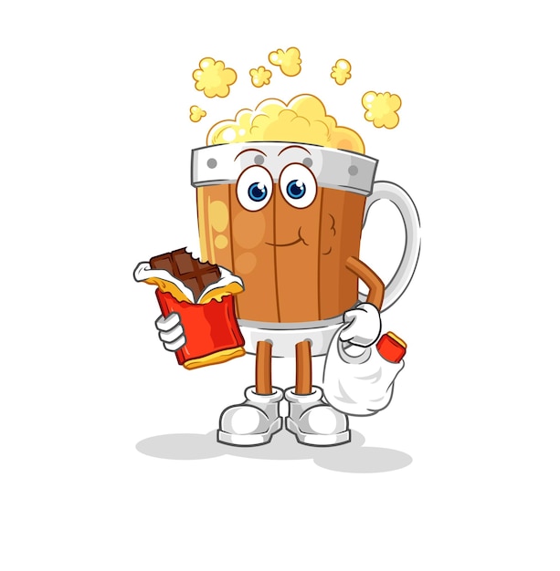 Vector bierpul eet chocolade mascotte cartoon vector