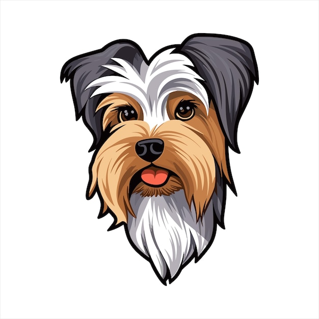 Biewer Terrier Dog Breed Cute Cartoon Kawaii Character Animal Pet Isolated Sticker Illustration