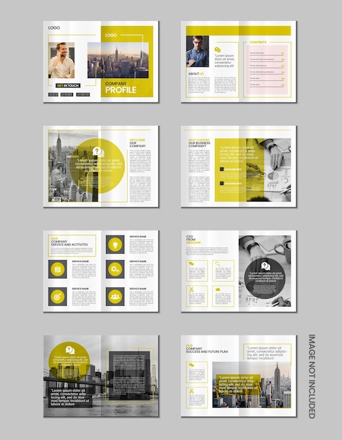 Bifold brochure company profile flyer magazine annual report portfolio a4 size template design