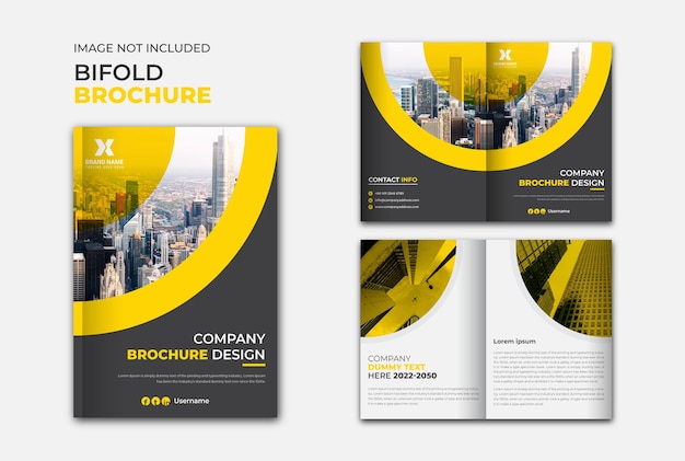 Bifold brochure template catalog design company profile premium vector