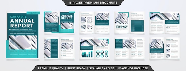 Двойной шаблон брошюры с минималистским стилем использования для годового отчета и инфографики