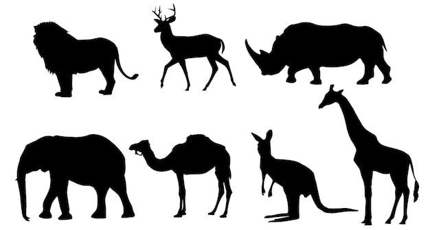 Vector big animal vector silhouettes