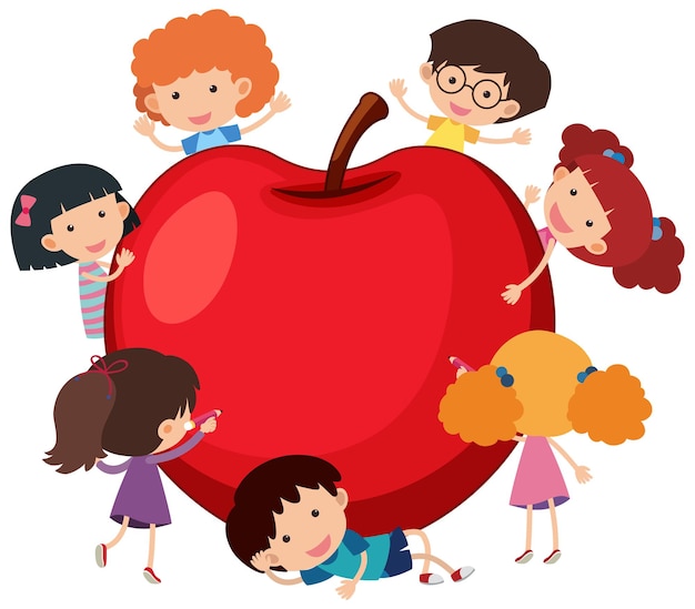 Grande mela con molti personaggi dei cartoni animati per bambini