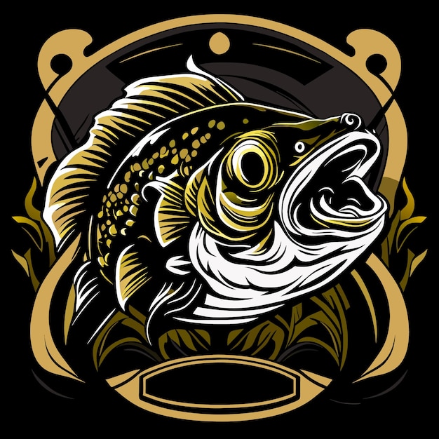 Premium Vector | Big bass fish graphic for apparel brands