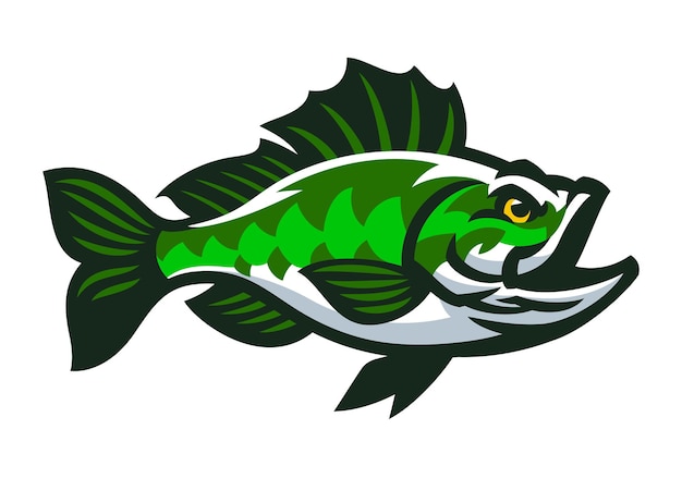Vettore disegno della mascotte del logo di big bass fish