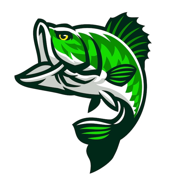 Vector big bass fish mascot jumping