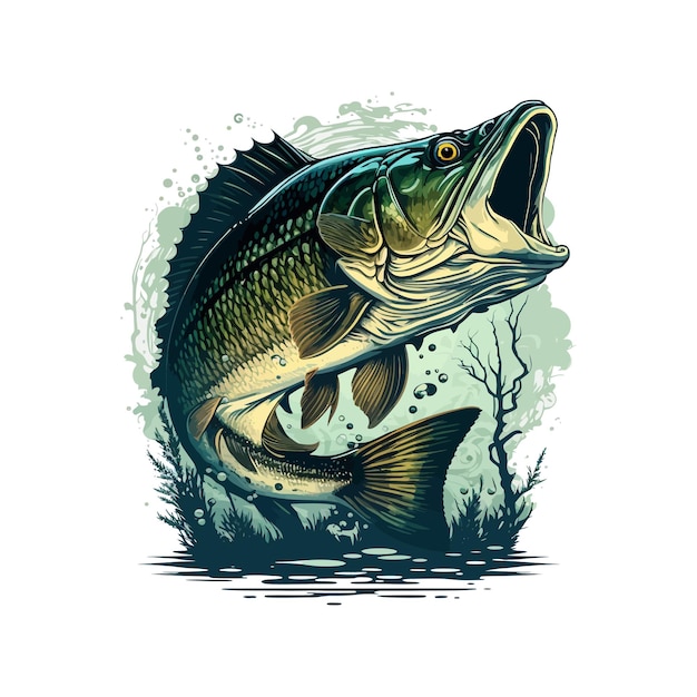 Big bass fish vector cartoon for t shirt Big bass fish t shirt design