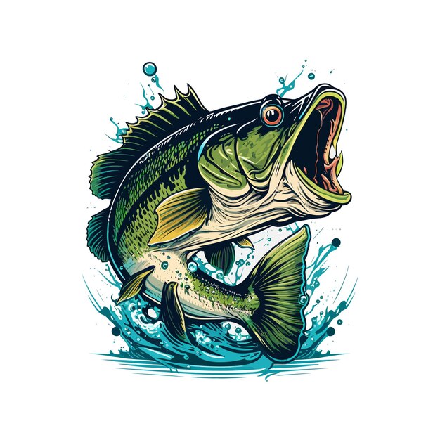 Big bass fish vector cartoon for t shirt Big bass fish t shirt design