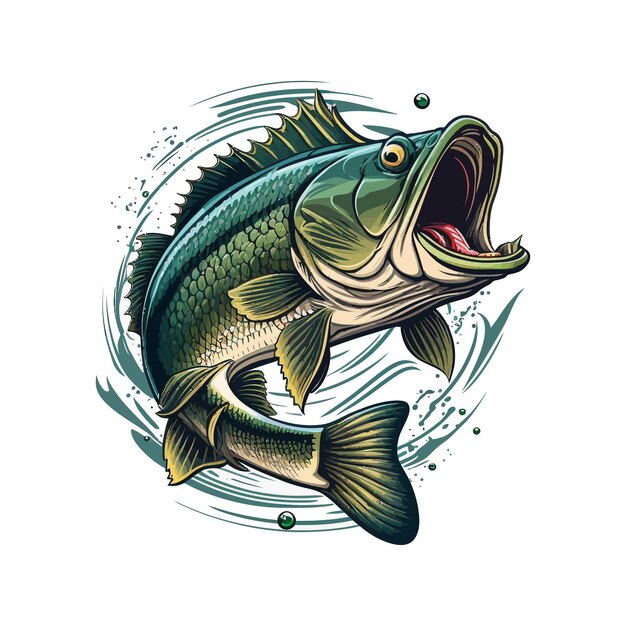 Vector big bass fish vector cartoon for t shirt big bass fish t shirt design