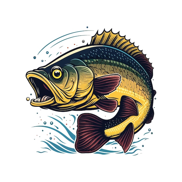 Big bass fish vector cartoon for t shirt Big bass fish t shirt design