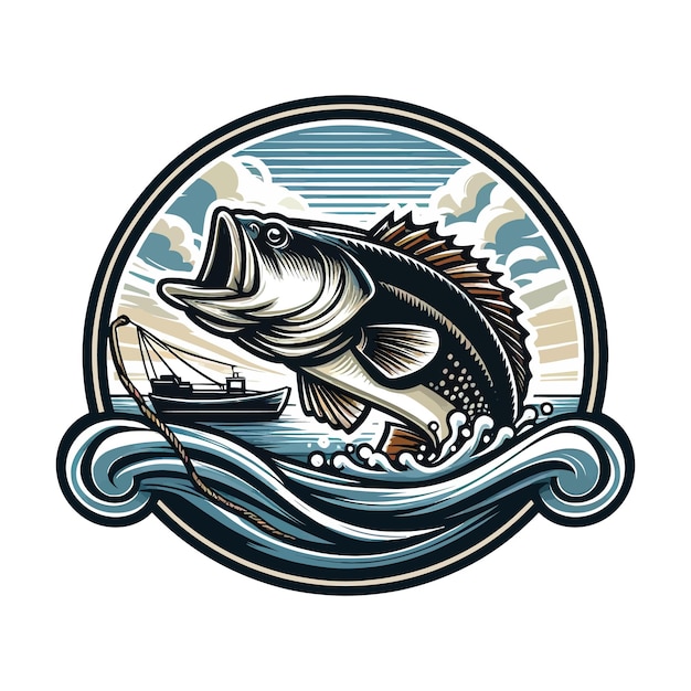 Big bass fish vector logo for t shirt design