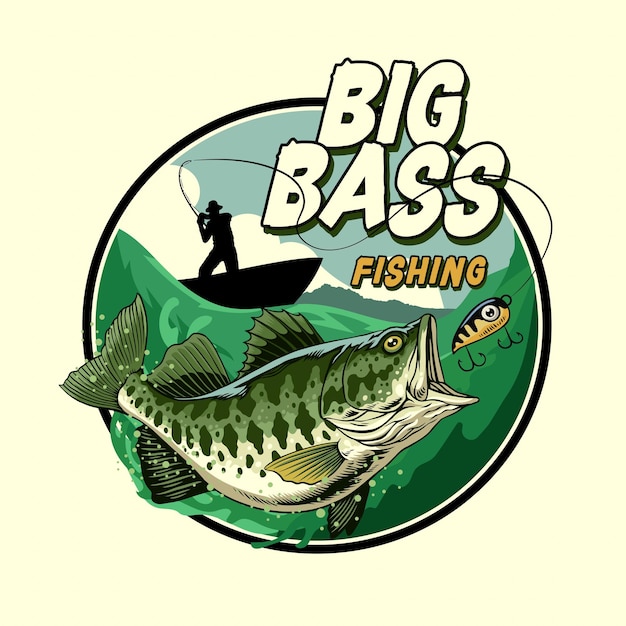 Vector big bass fishing tshirt design