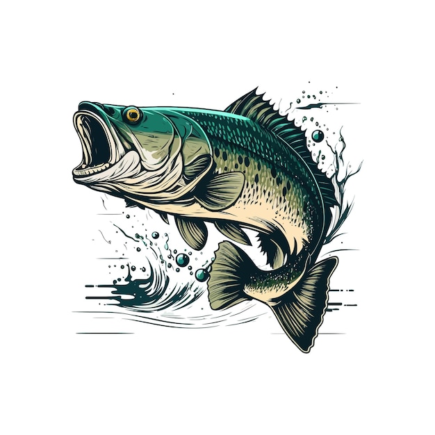 Big bass vis vector cartoon voor t shirt Big bass vis t shirt ontwerp